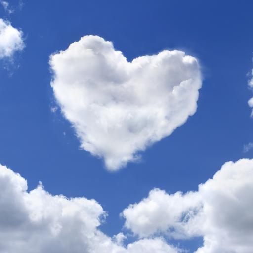 Ein Himmel mit Wolken, davon eine in Herzform
